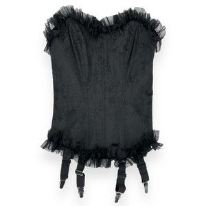 Tesa Black Floral Embroidered Corset Top sz 32
